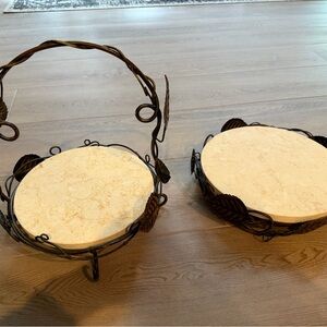 Decorative Wrought Iron Leaf and Faux Marble Serve ware
